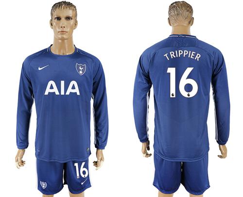 Tottenham Hotspur #16 Trippier Away Long Sleeves Soccer Club Jersey - Click Image to Close